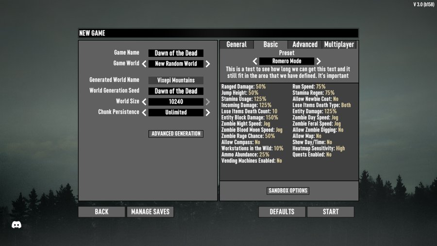 7 days to die new sandbox select menu 