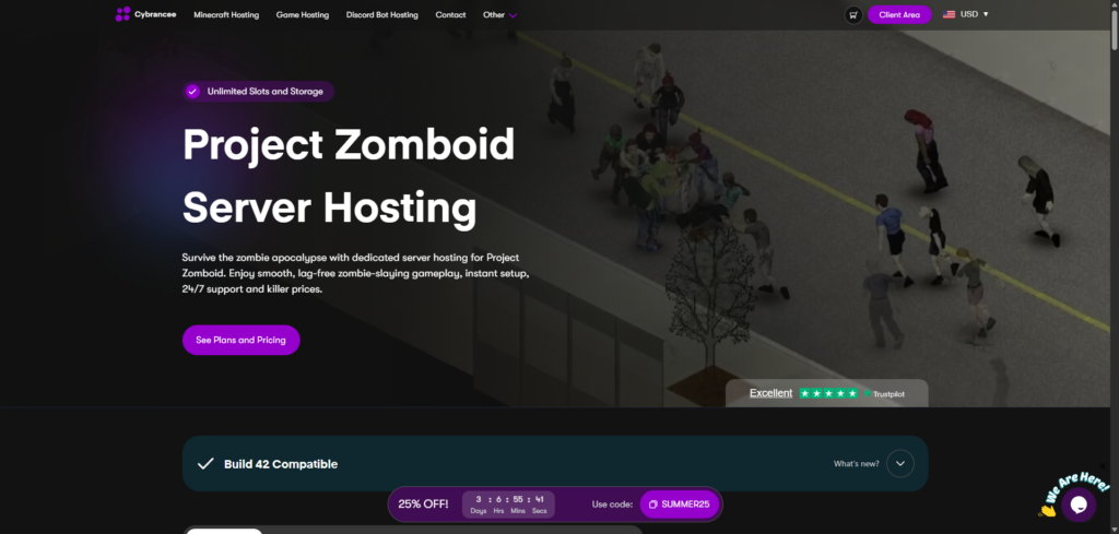 cybrancee project zomboid hosting page