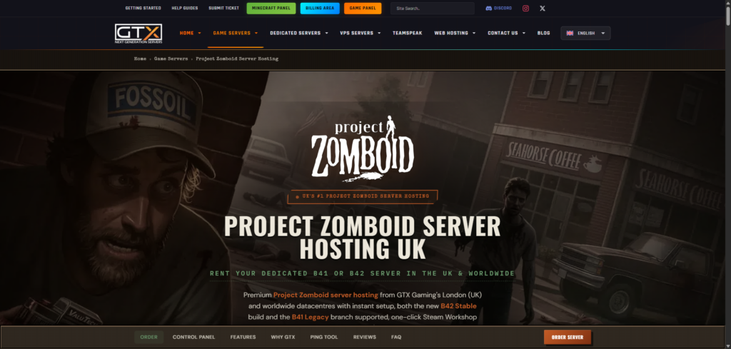 gtx gaming project zomboid hosting page