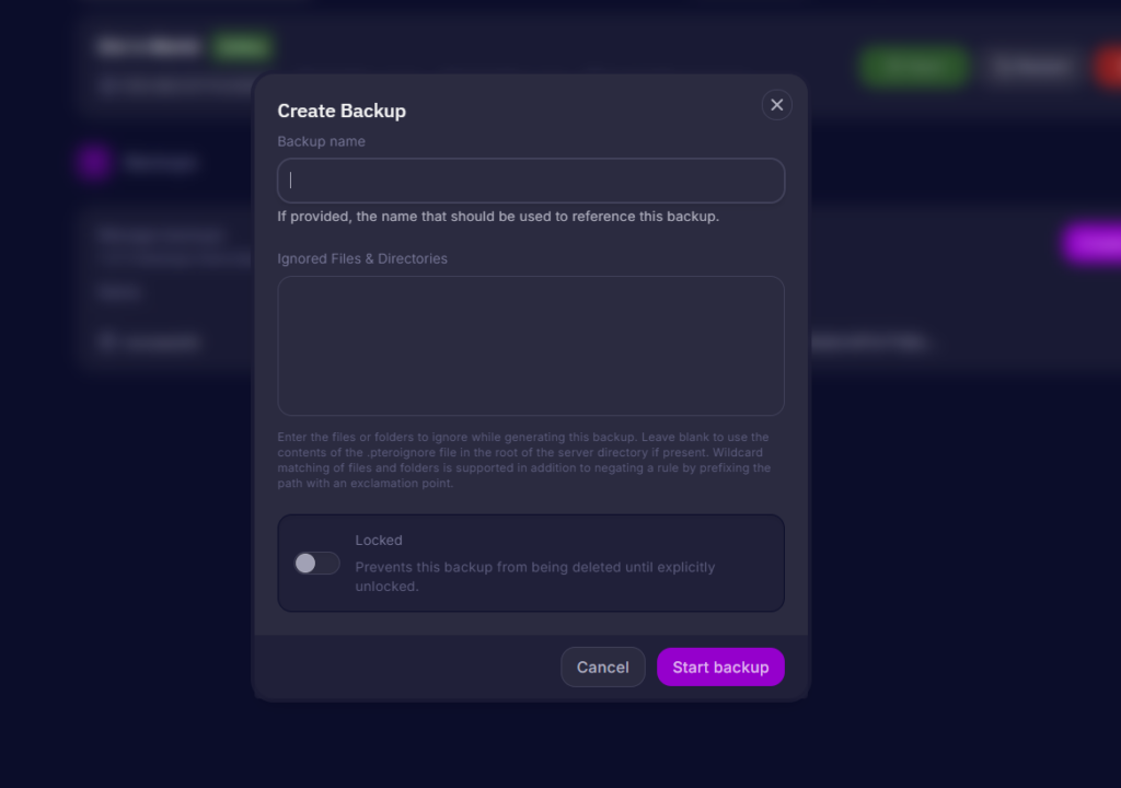 Creating a Backup in the Cybrancee server control panel