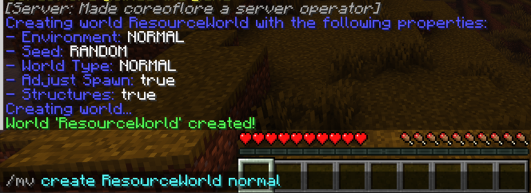 Creating a world using MultiverseCore using commands