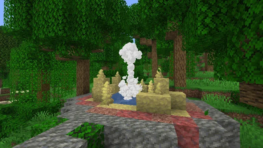 A naturally generating sulfur spring in a forest