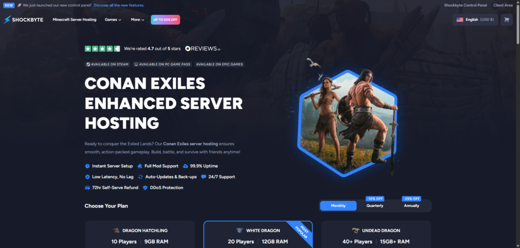 conan exiles hosting page shockbyte