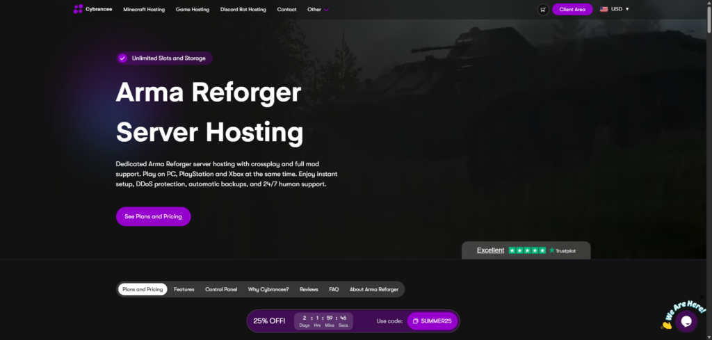 Arma Reforger cybrancee hosting page 