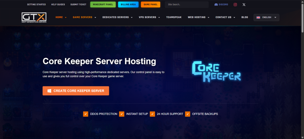 core keeper page hosting zap gtxgaming