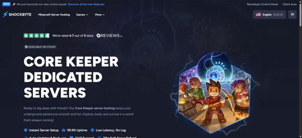 core keeper page hosting shockbyte