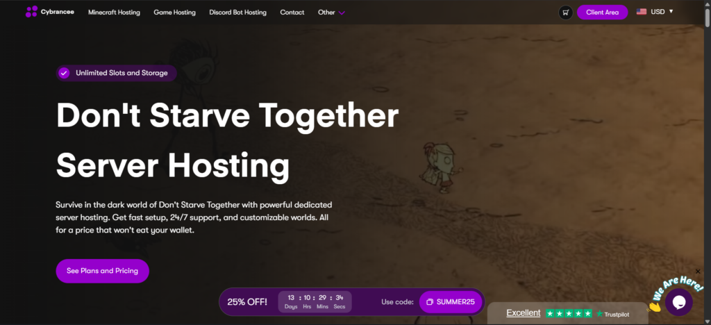 dont starve together hosting page cybrancee
