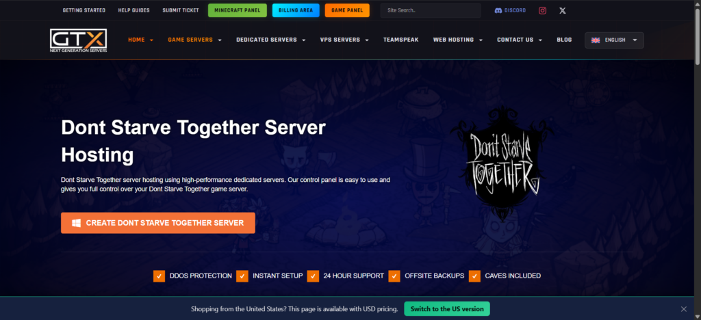 dont starve together hosting page gtx gaming