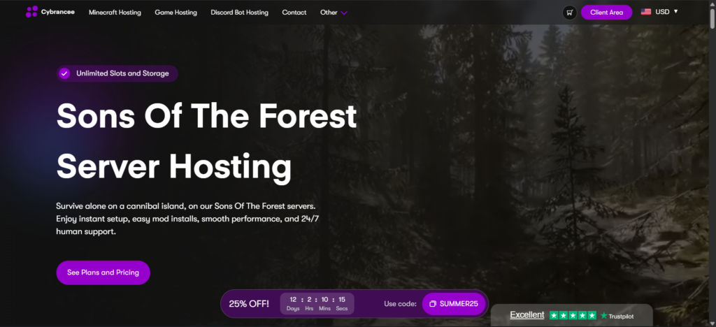 sons of the forest hosting page cybrancee