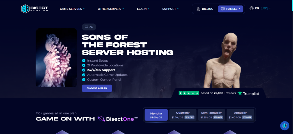 sons of the forest hosting page bisecthosting