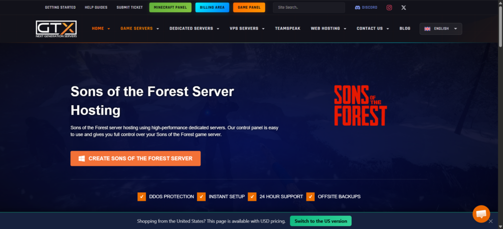 sons of the forest hosting page gtxgaming