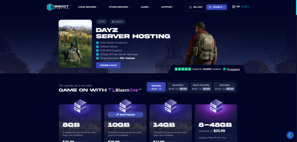 dayz hosting page bisecthosting
