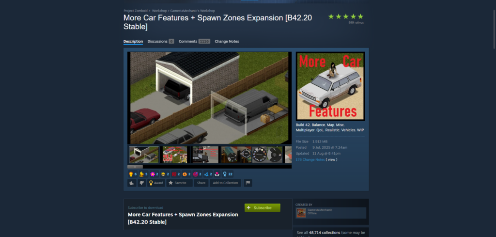More Car Features + Spawn Zones Expansion workshop mod 