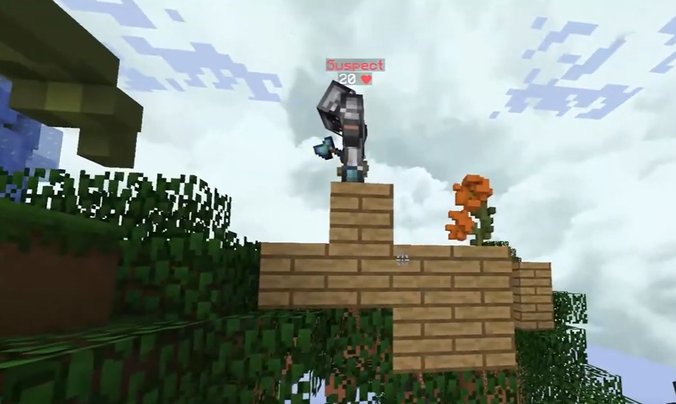 A player hacking in the Minecraft Hypixel Server
