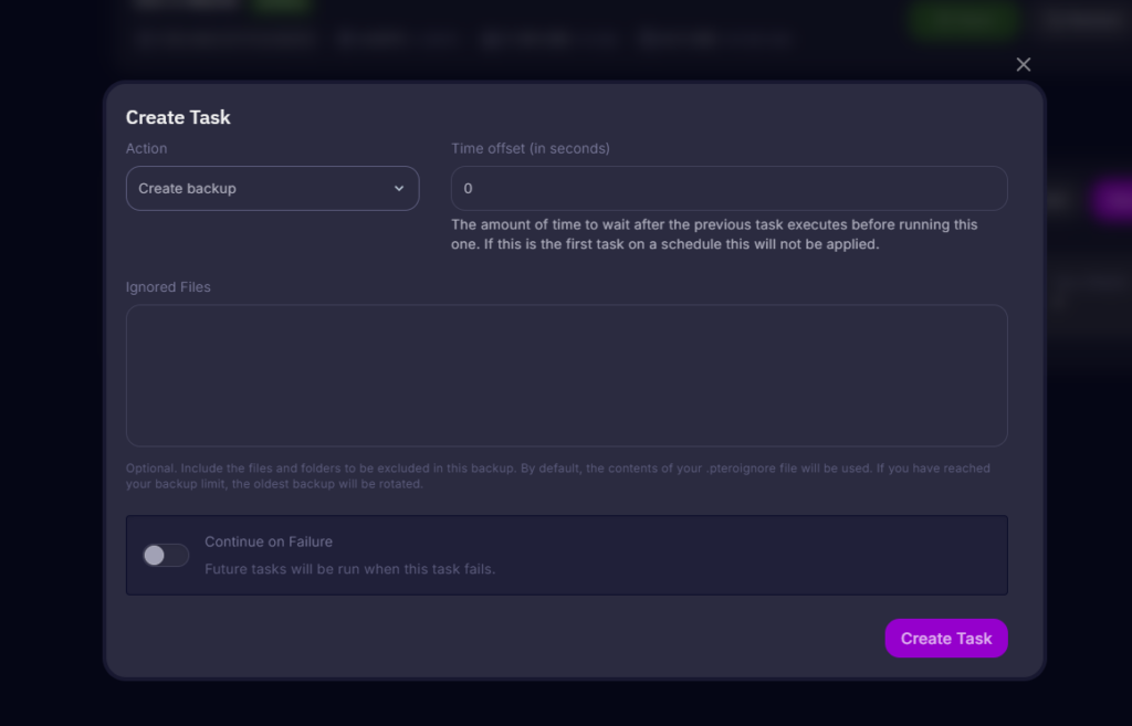 Creating a server task for a schedule in the Cybrancee server control panel