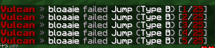 Vulcan server message saying a player failed jumping