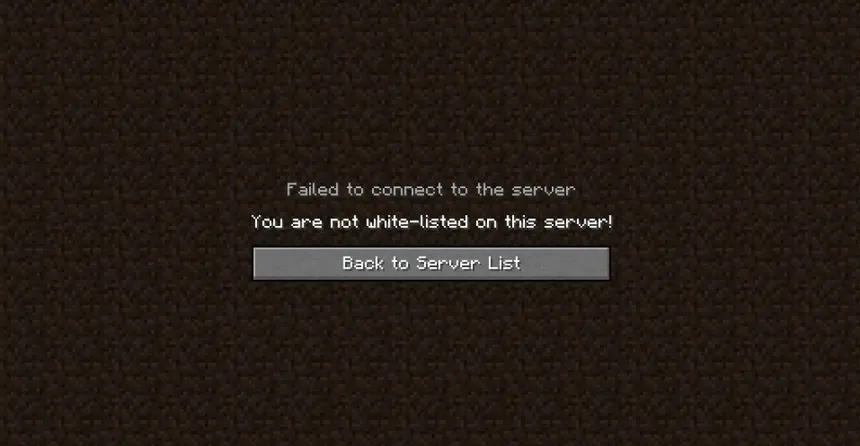 "You are not white-listed on this server!" error message when connecting to a Minecraft server