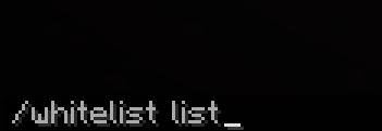 The command "/whitelist list" ran in-game to see who is on the whitelist