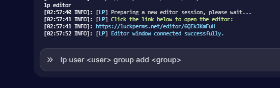 The command to add a user to a created LuckPerms group in the server console