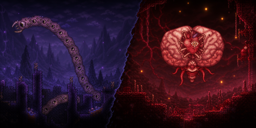 Terraria Brain Of Cthulhu and Eater Of Worlds Bosses