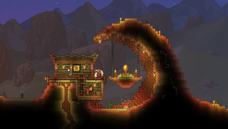 Terraria Open Desert Base With Lights