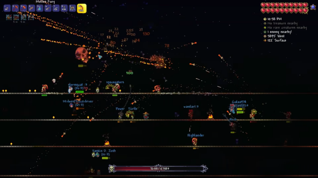 Terraria Players Fighting Skeletron Boss