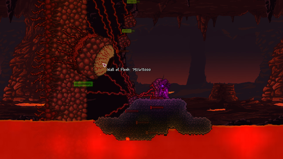 Terraria Player Fighting The Wall Of Flesh Boss