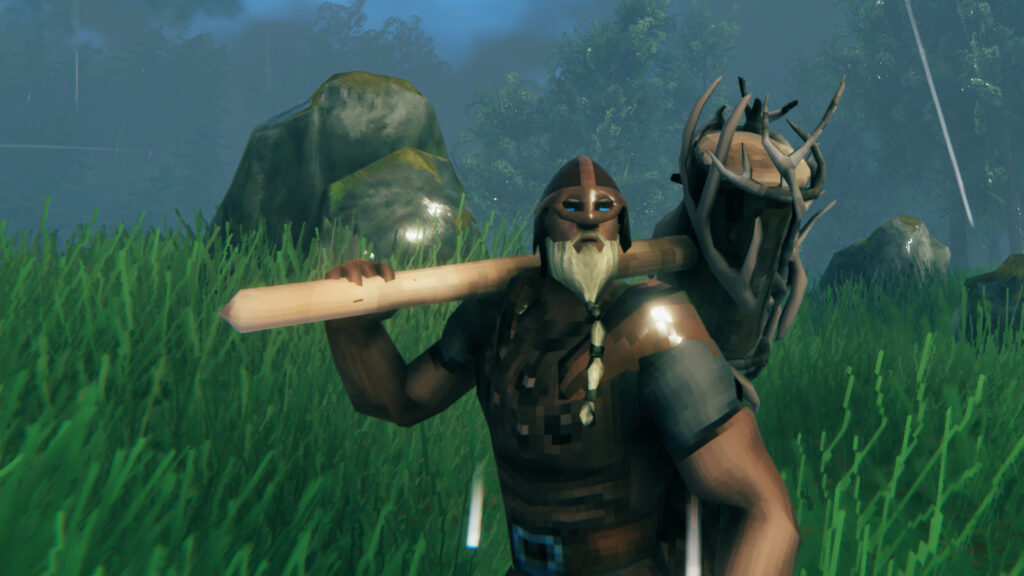 player holding hammer valheim