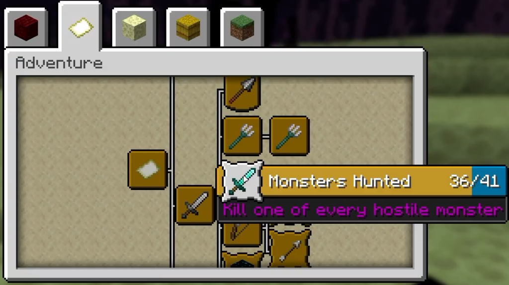 Minecraft Monster Hunted Advancement