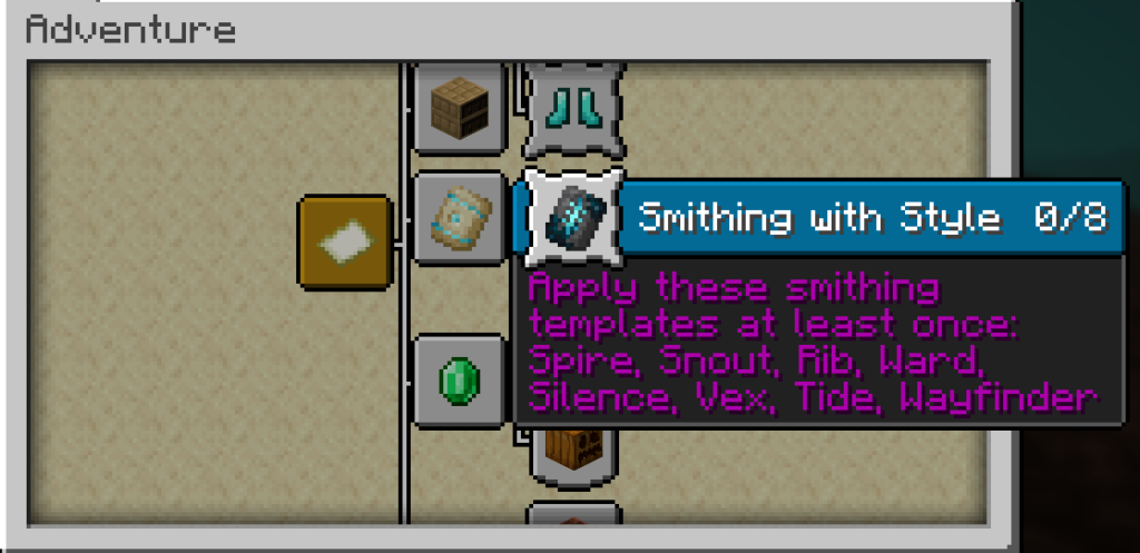 Minecraft Smithing with Style Advancement