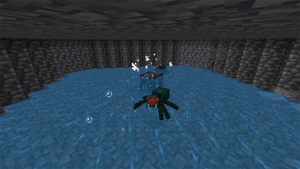 Minecraft Spider Farm with Spiders and Spawner