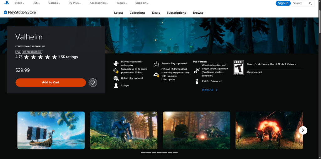 valheim store page playstation