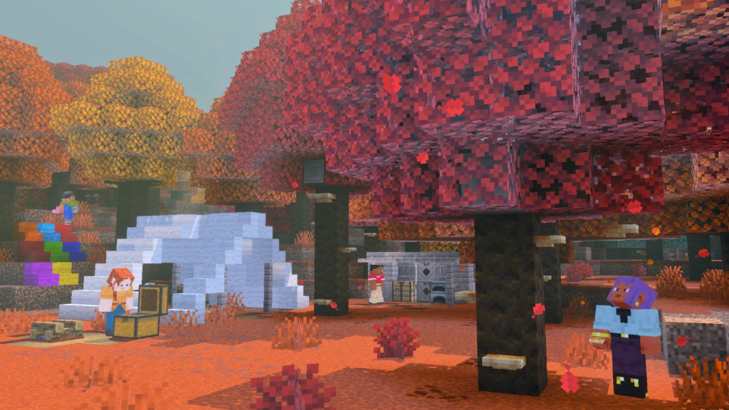 multiple players in dappled forest biome