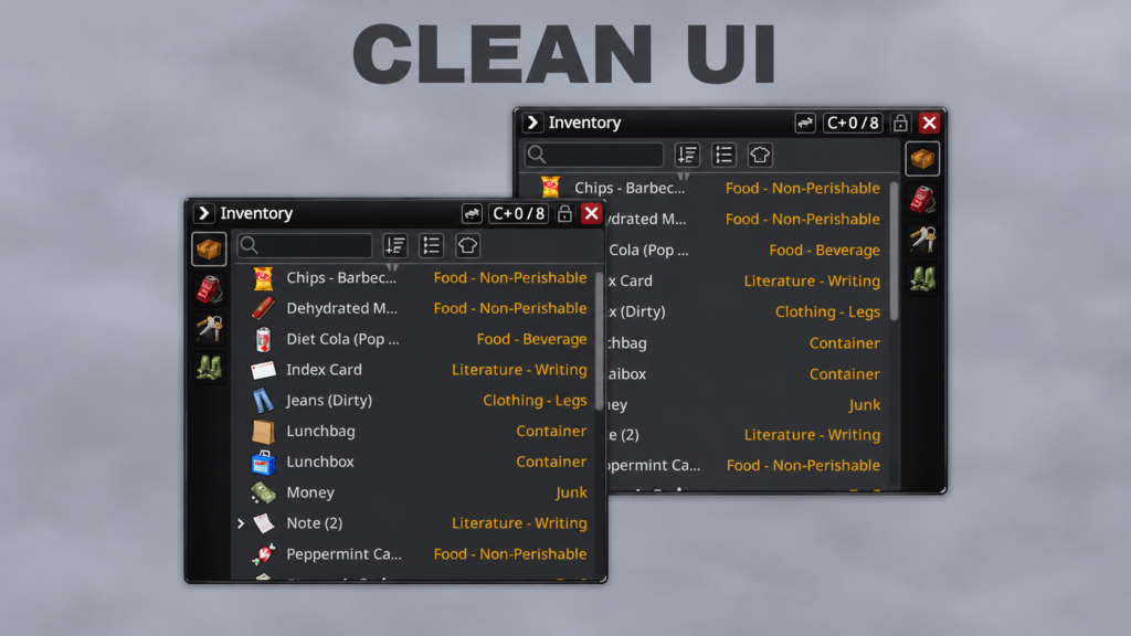 Project Zomboid CleanUi Mod