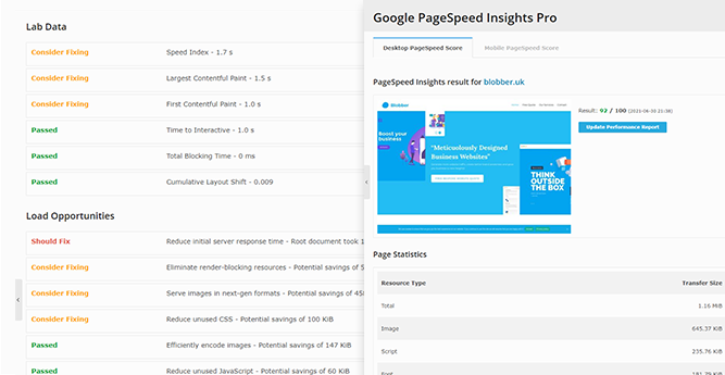 cybrancee page speed insights dashboard