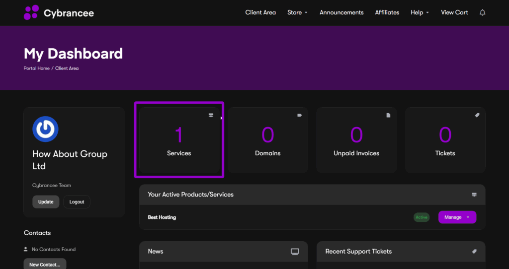 Cybrancee dashboard