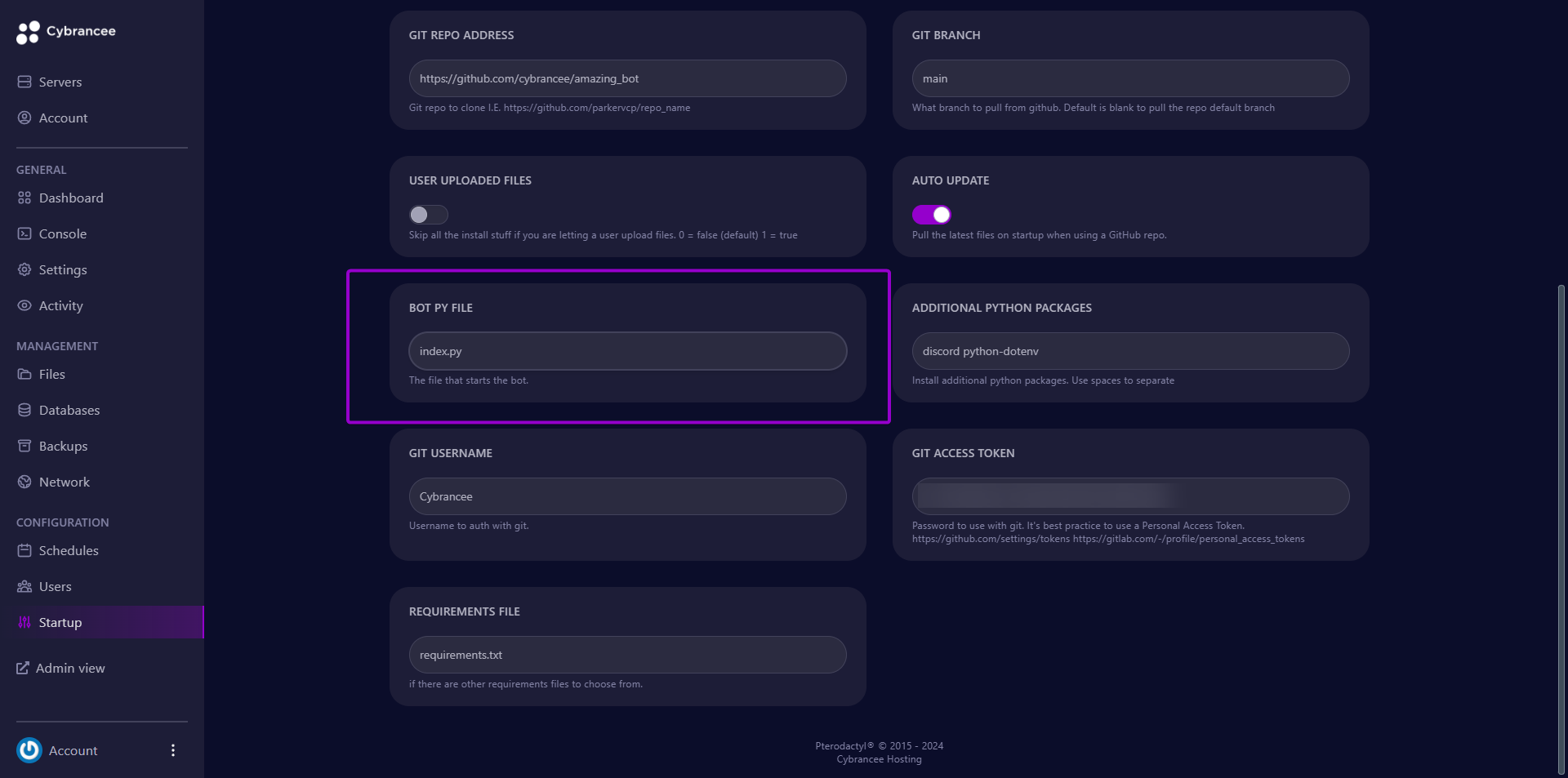 Changing Discord Bot Start Up File On Pterodactyl - Cybrancee Knowledgebase