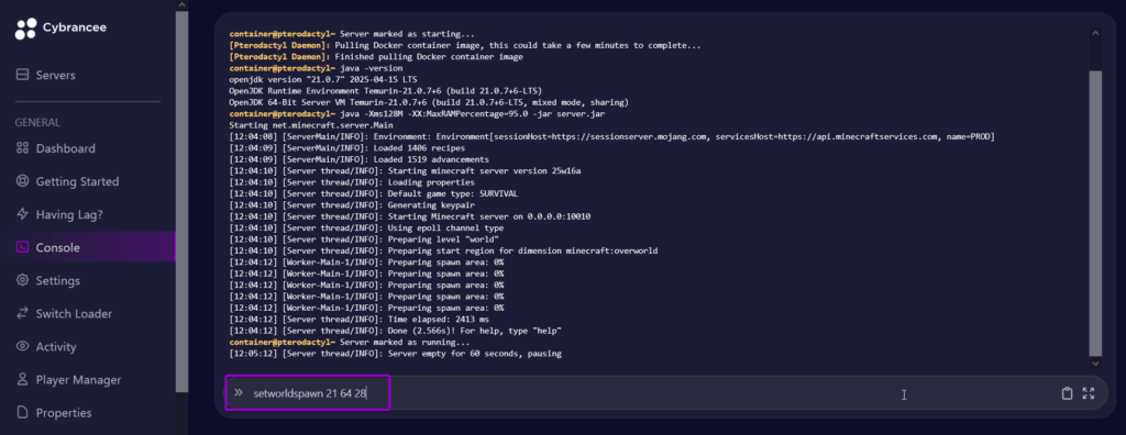 Set world command in terminal