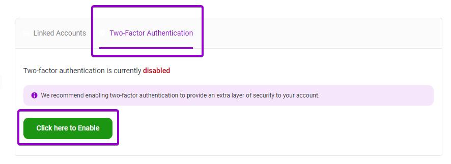 Cybrancee client area two factor authentication