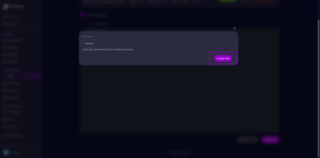 Cybrancee panel create file modal