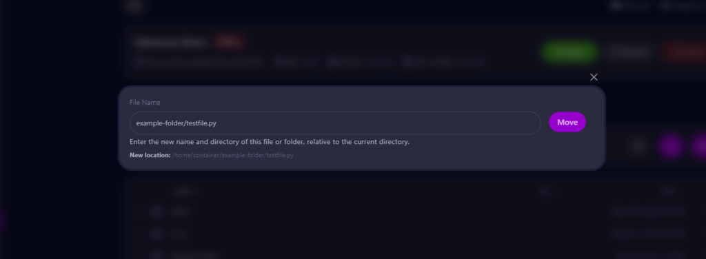 Cybrancee panel move file modal