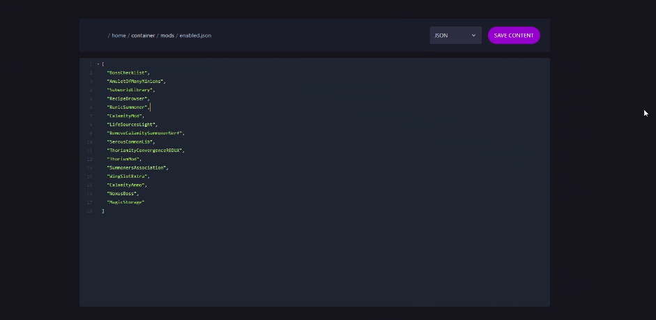 Terraria enabled.json file