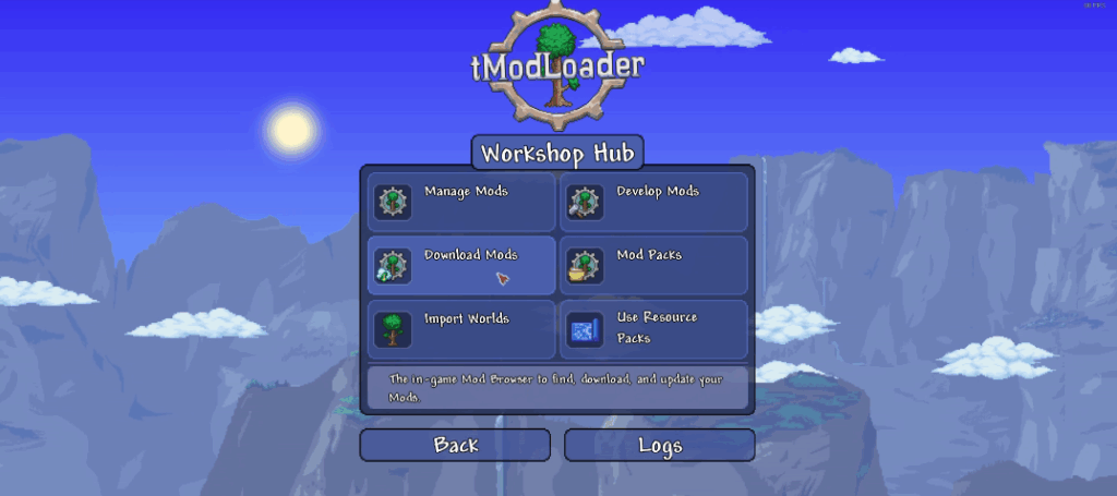 Terraria tModLoader workshop hub