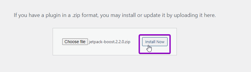 WordPress add plugin install now button