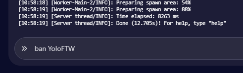Player being banned using the panel console