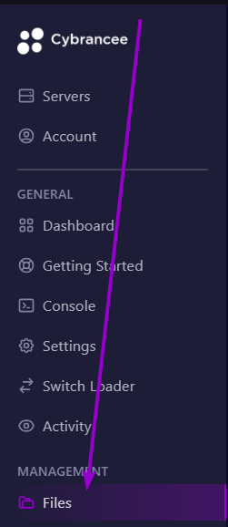 Cybrancee panel files tab outlined
