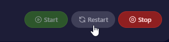 Cybrancee panel server controls, cursor on restart button