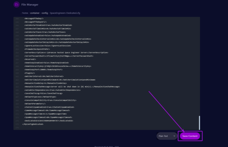 Cybrancee panel Space Engineers config file