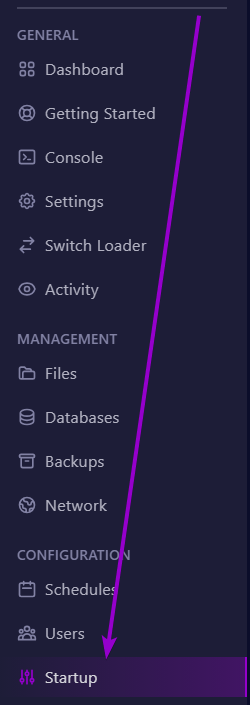 Cybrancee panel startup tab outlined