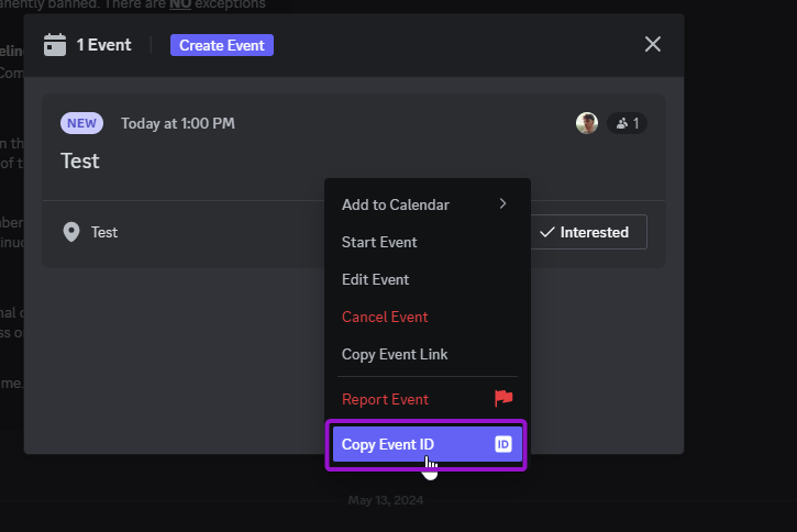 Discord copy event ID